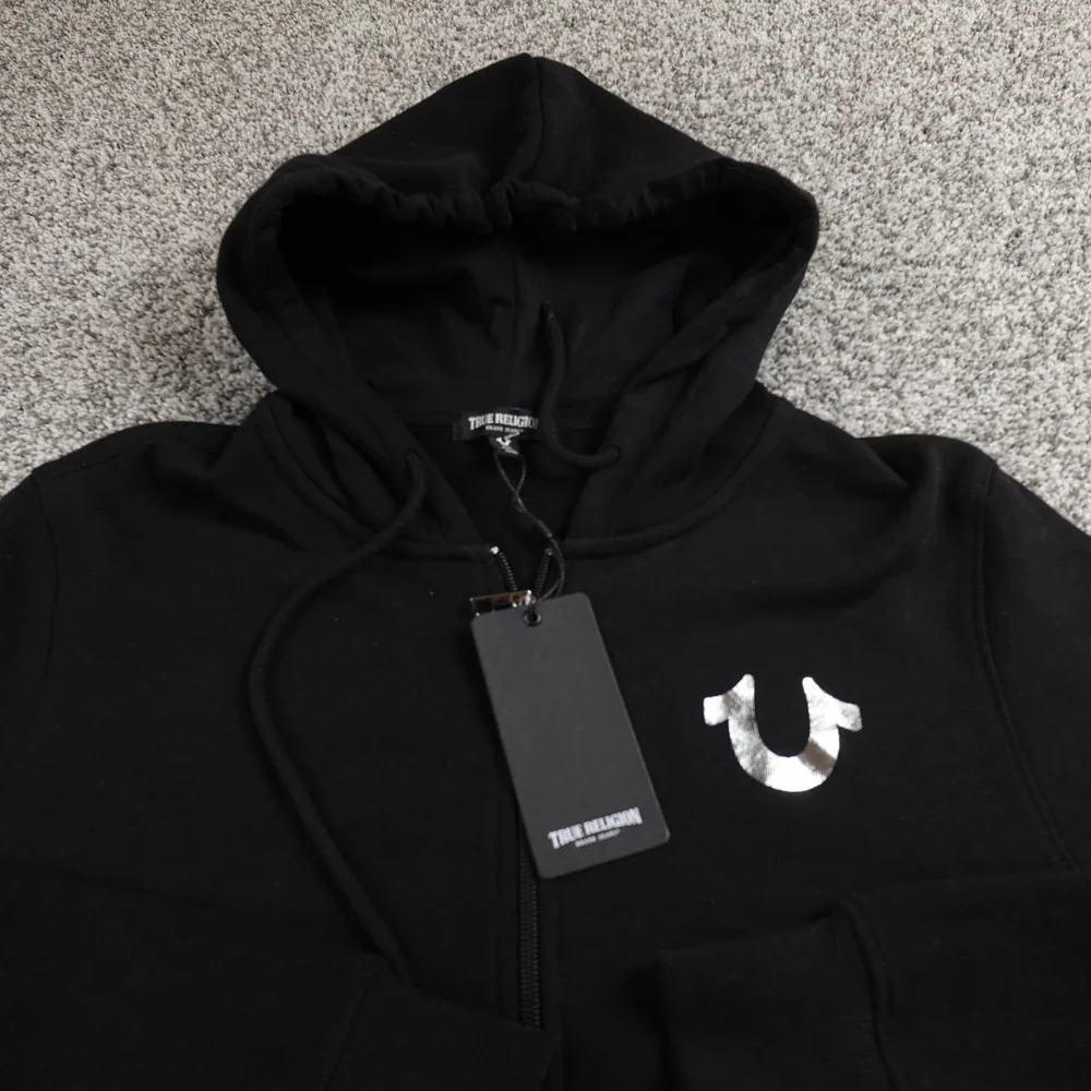 NEW True Religion Hoodie Mens S Black Buddha Full‎ Zip Sweatshirt Jacket Sweater